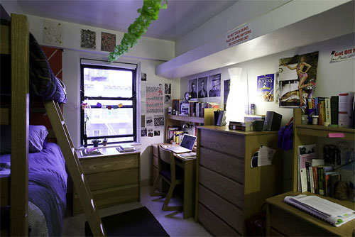 This double room can be yours for about $75 per day. (Photo: 13th Street Residence at The New School) New School Dorm Room